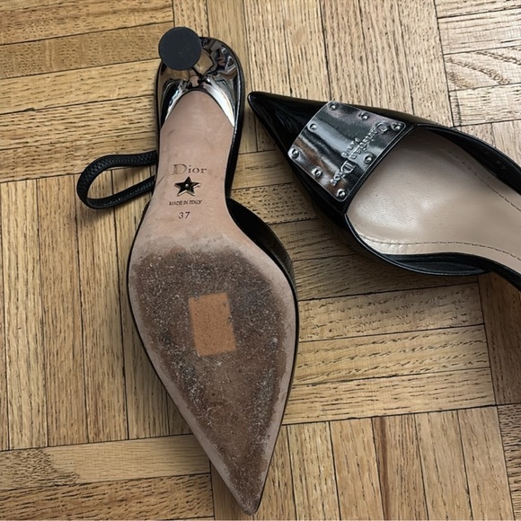 Christian Dior La Parisiennen slingback patent calfskin leather pump black - Picture 4 of 5